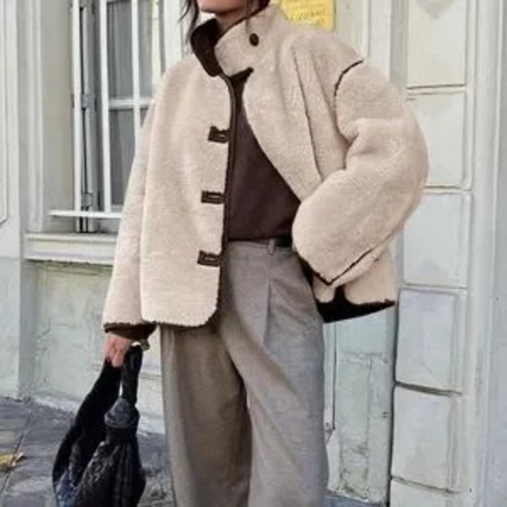 cream teddy coat women warm winter jacket - Picture 3 of 5
